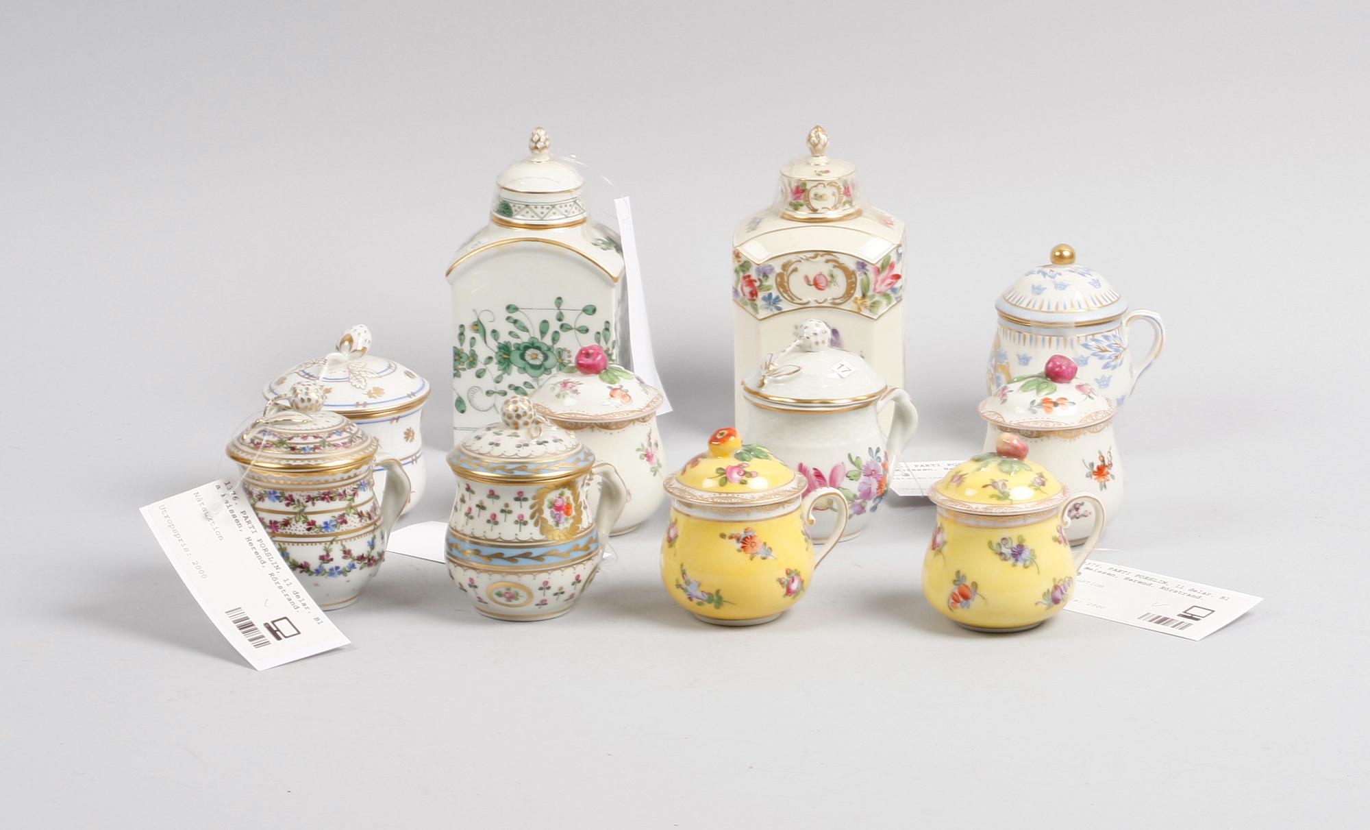 PARTI PORSLIN, 11 delar. Bl a Meissen, Herend, Rörstrand.