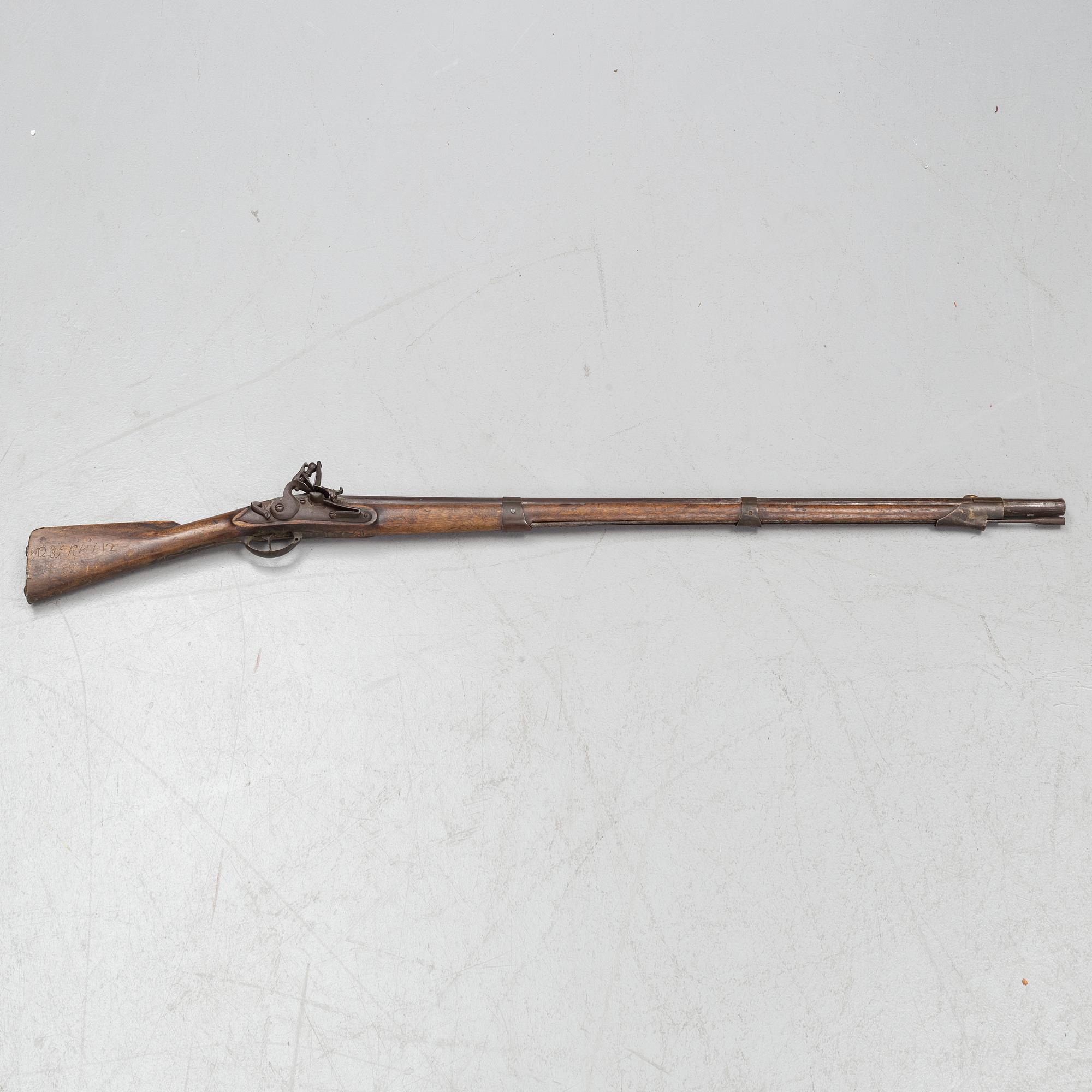 A Swedish military flintlock gun, 1805 pattern.