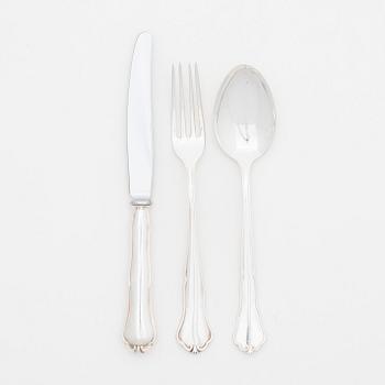 An 18-piece Swedish silver cutlery set, model 'Hansa', marks of CG Hallberg, Stockholm, including 1960.