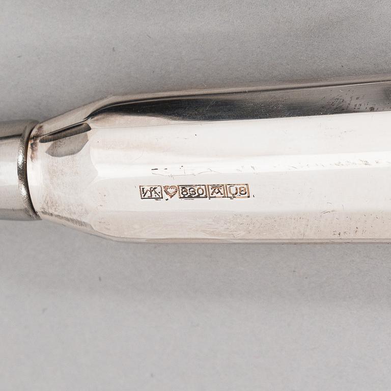 Pekka Piekäinen, Serving cutlery, 7 pcs, silver and stainless steel.