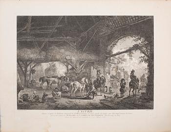 PHILIPS WOUWERMAN, after, six unframed coppar engravings, 18th century.