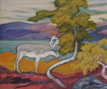 Helmer Osslund, Landscape with reindeer.