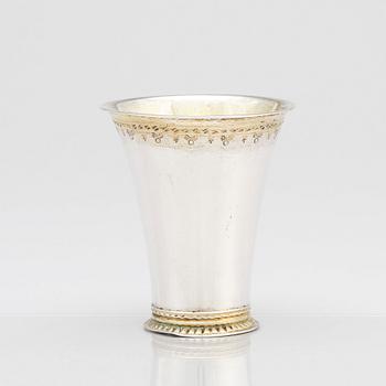 A Swedish 18th century parcel-gilt silver beaker, mark of Conrad Heitmüller, Nyköping 1775.