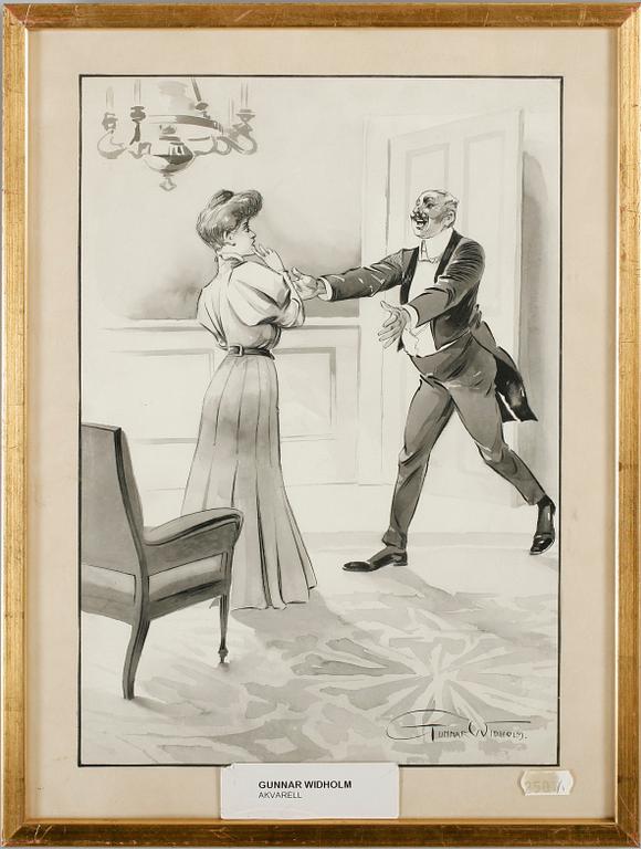 GUNNAR WIDHOLM, 3 st, akvareller, sign.