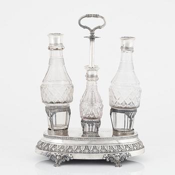 A Swedish Silver and Glass Table Centerpiece, mark of Gustaf Folcker, Stockholm 1821.