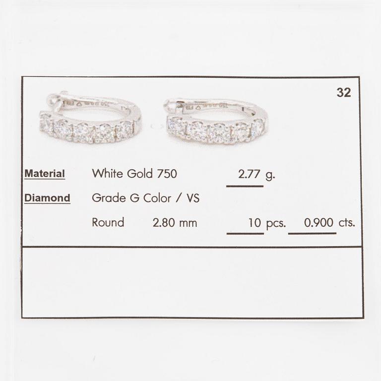 Earrings, 18K white gold set with brilliant-cut diamonds.