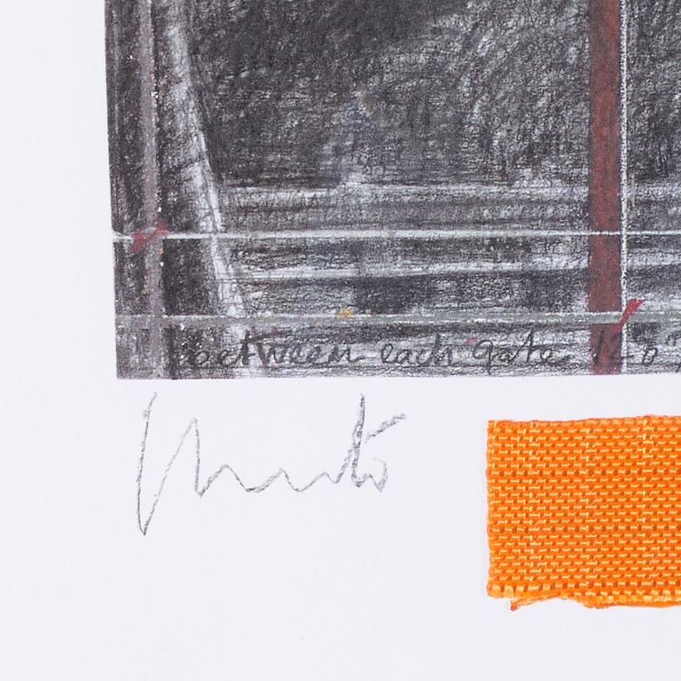 Christo & JEANNE-CLAUDE, color offset with fabric application, signed Christo.