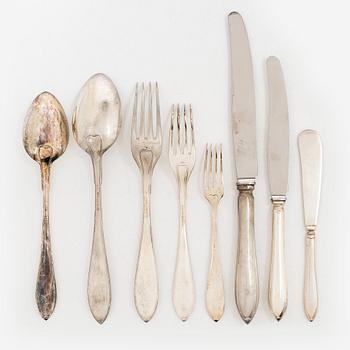 45 pieces of silver cutlery, model "Svensk spets" GAB and C.G. Hallberg, Stockholm, second half of the 20th century.