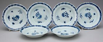 BÄRTALLRIKAR, 6 st, porslin, Kina, Qianlong, 1736-1796.