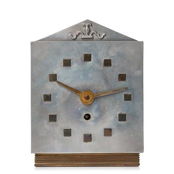 291. Guldsmedsaktiebolaget, a pewter and brass pewter table clock, Stockholm 1930.