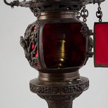 A Japanese bronze lantern, circa 1900.