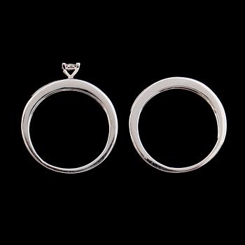 RINGAR, 2 st, 10K vitguld, diamanter tot ca 0.16 ct.