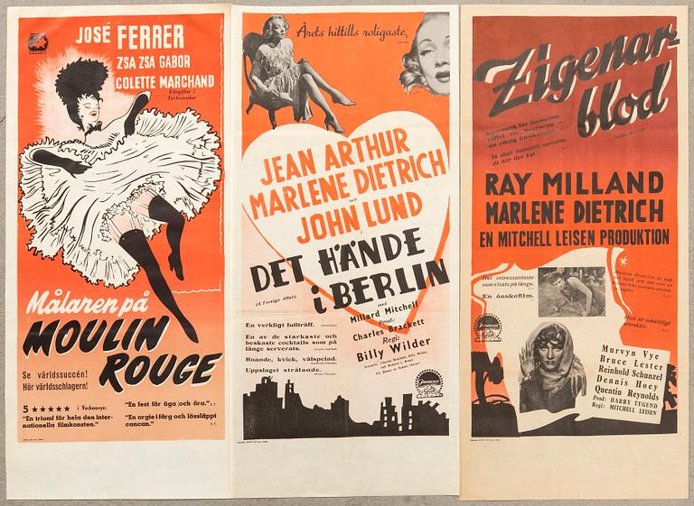 Film posters 3 pcs Marlene Dietrich/Zsa Zsa Gabor.