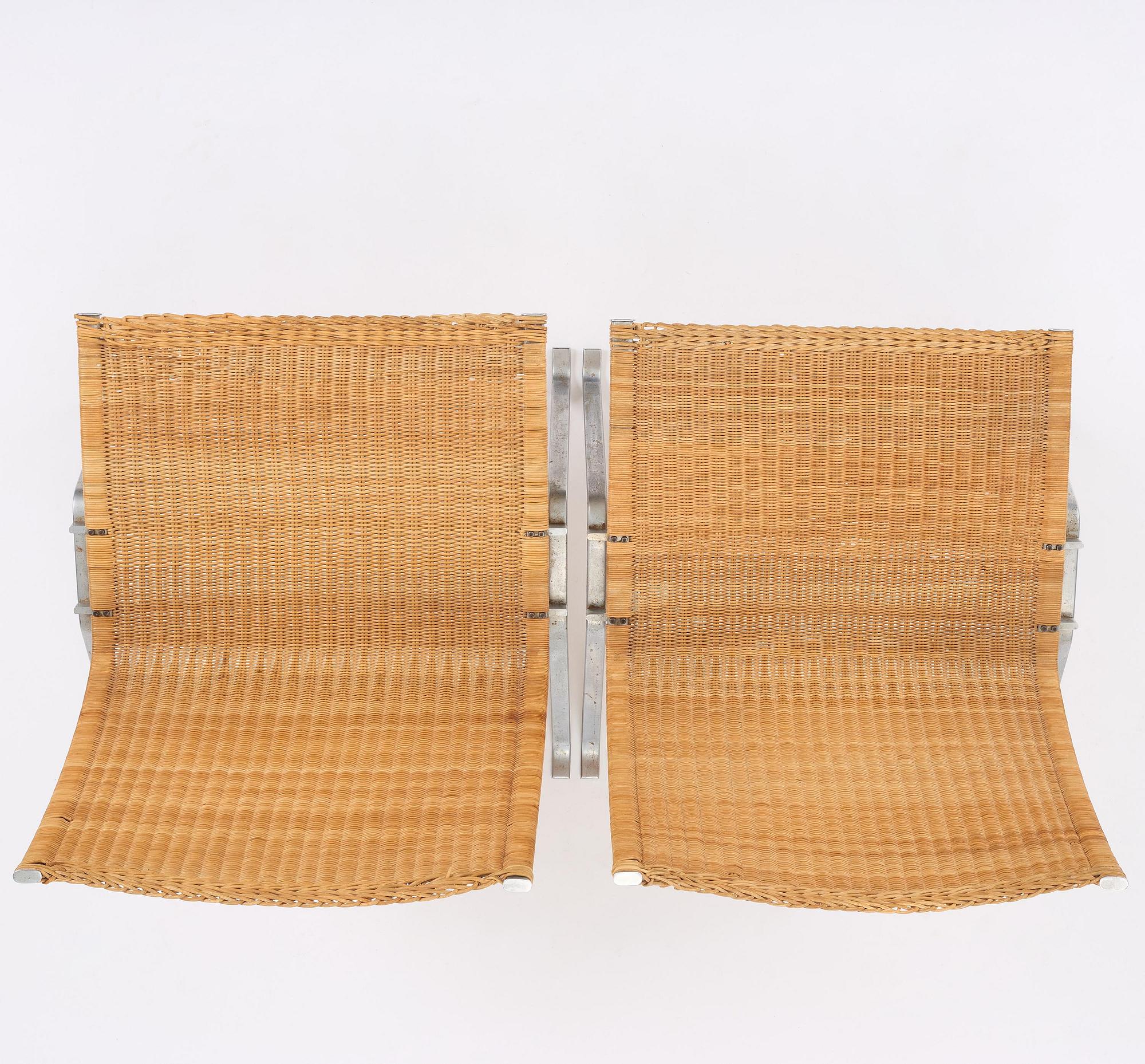 Poul Kjaerholm, a pair of, model "PK-22" easy chairs, likely by E Kold Christensen, reportedly 1970s.