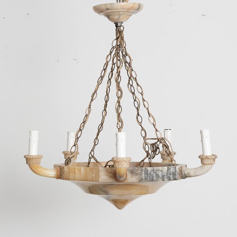 An alabaster ceiling lamp, 1920s.
