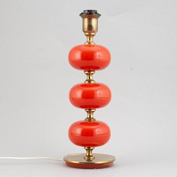 A brass and glass table lamp from AB. Stilarmatur, Tranås, Sweden, 1970s.