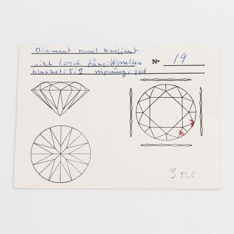 Brilliant cut diamond 1,04 ct.