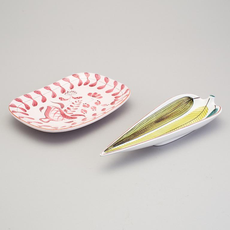 STIG LINDBERG, two faience dishes, Gustavsberg 1940/50s.