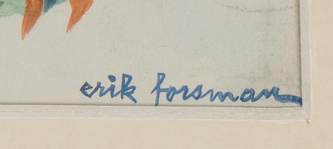 Erik Forsman, gouache, signerad.