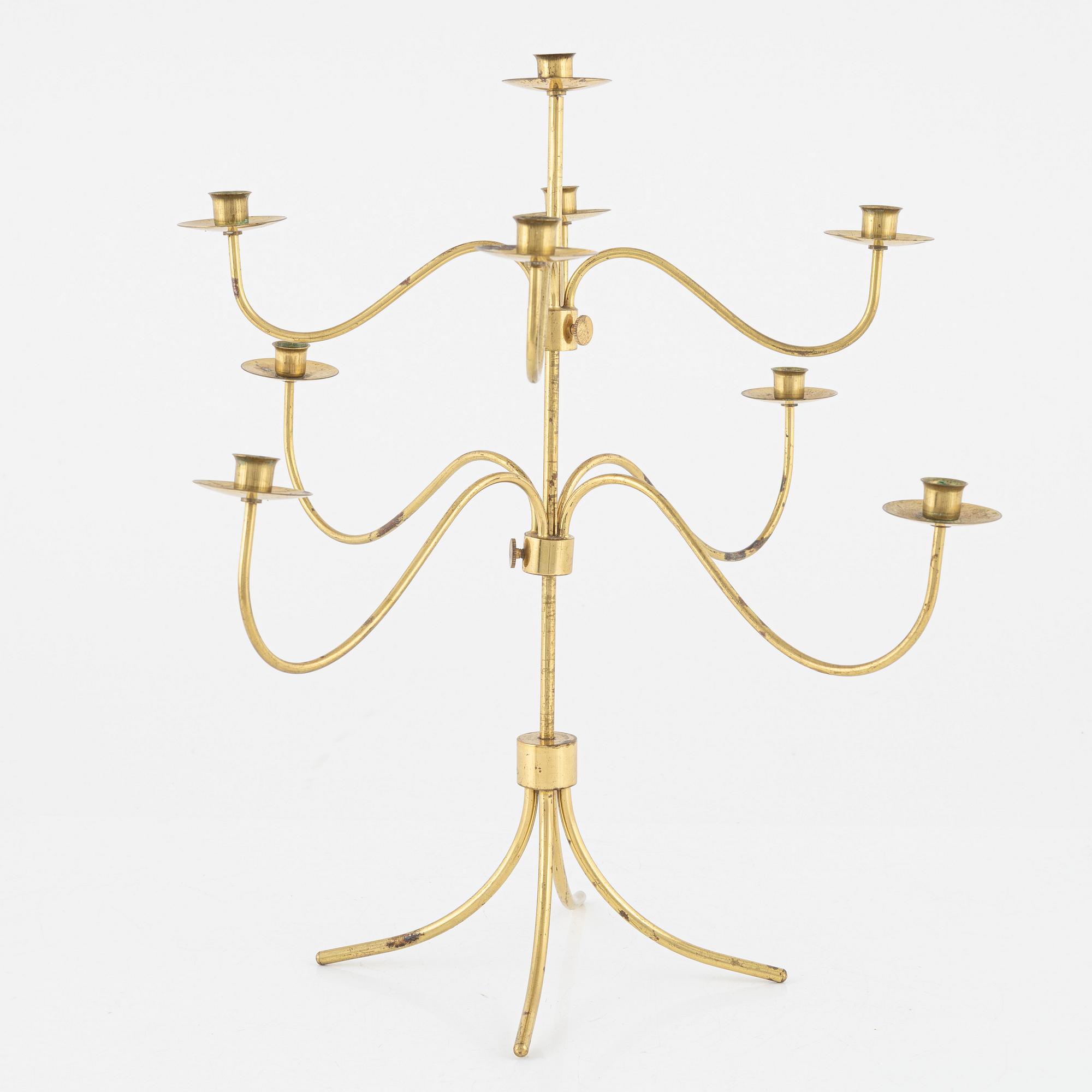 A Swedish brass candelabrum, second half of the 20th Century.