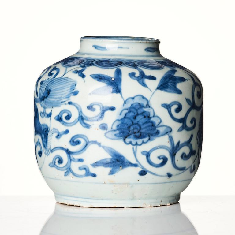 A blue and white jar, Ming dynasty (1368-1644).