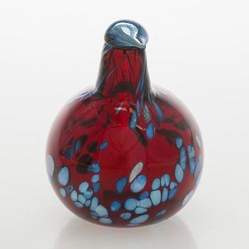 Oiva Toikka, lasilintu, "Rubiinilintu", signeerattu O. Toikka Iittala.