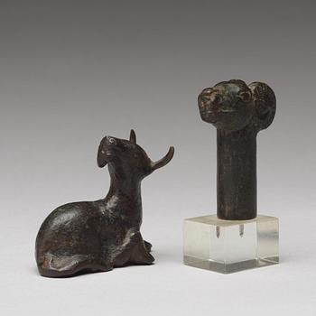 Two bronze animal figurines, Ming dynasty or older.