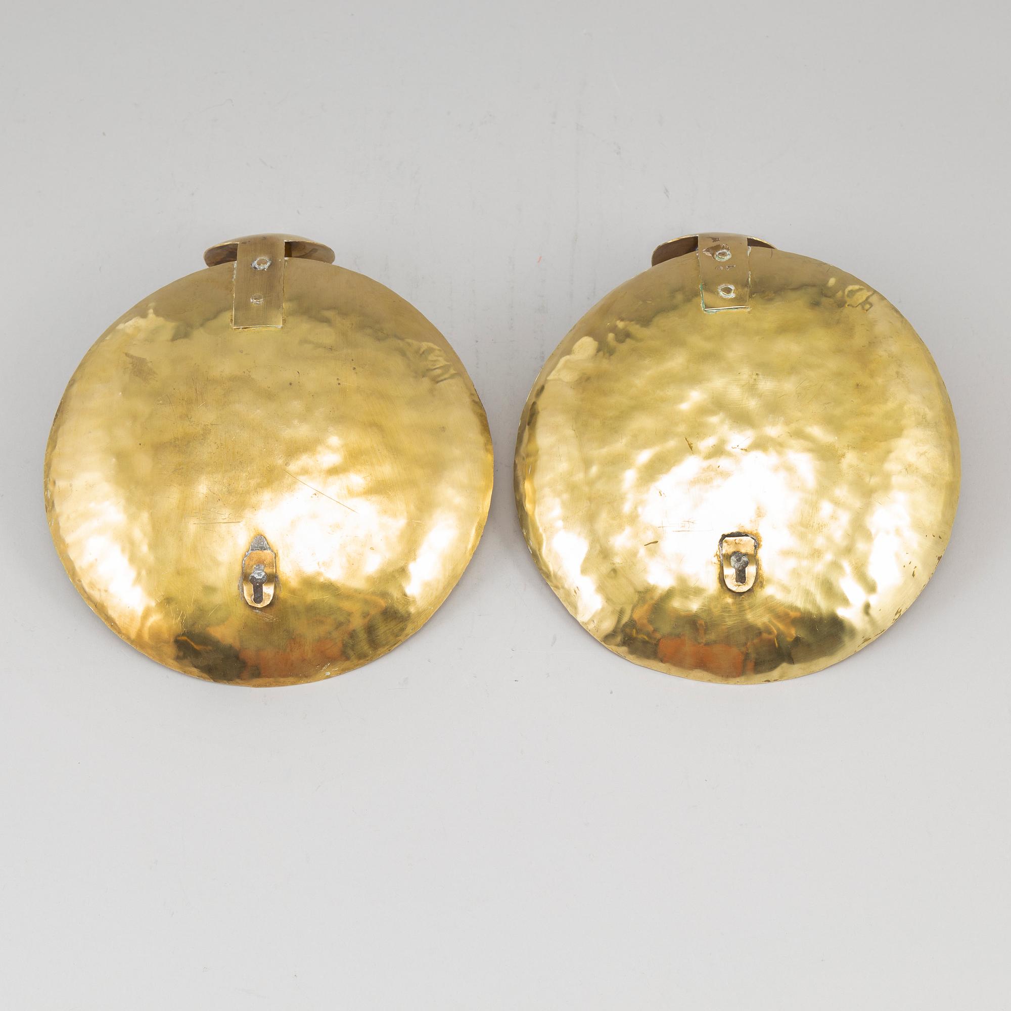 KARL-ERIK TORSSELL, vägglampetter, ett par, mässing, signerade Torssell.