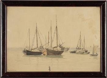 Alfred Wahlberg, attributed, Boats at the Anchorage, Grundsund.