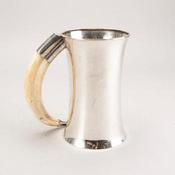 A Swedish 20th century silver and boar tusk tankard mark of CG Hallberg Stockholm 1915 weight 880 gr.