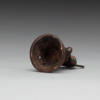 BODHISATTVA, delvis bemålad brons. Tibet, 1800-tal.
