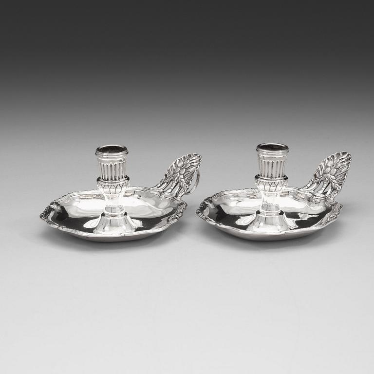 Jonas Yman, nattljusstakar, ett par, silver, Växjö 1783, rokoko.