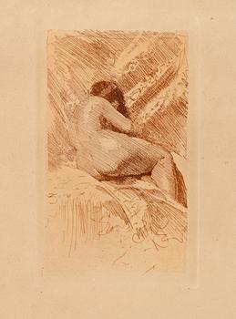 Anders Zorn, etching, from "Med pensel och penna, en årsbok om svensk konst", Utg. W. Silfversparre Stockholm 1885.
