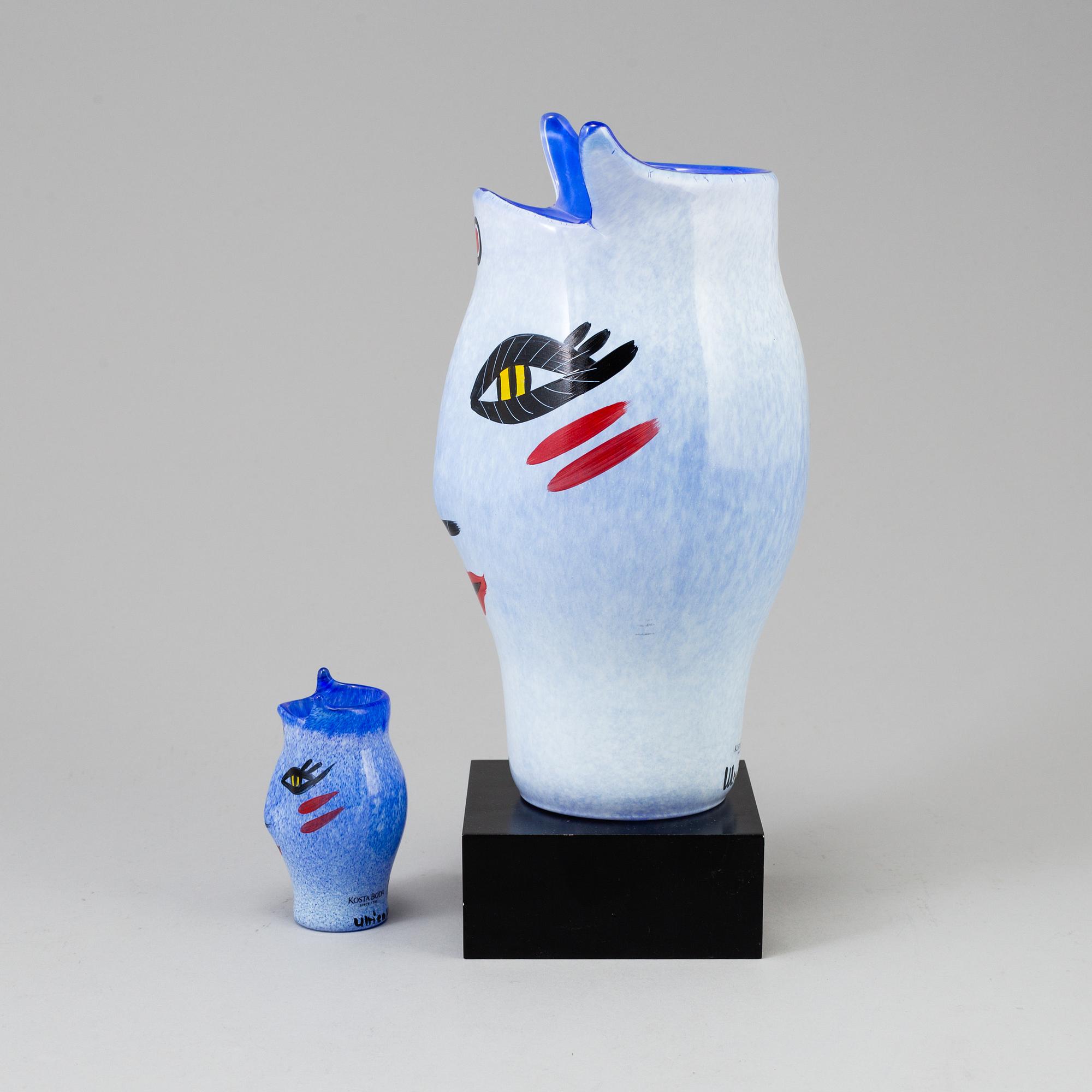 ULRICA HYDMAN-VALLIEN, two 'Open Minds' glass vases from Kosta Boda.