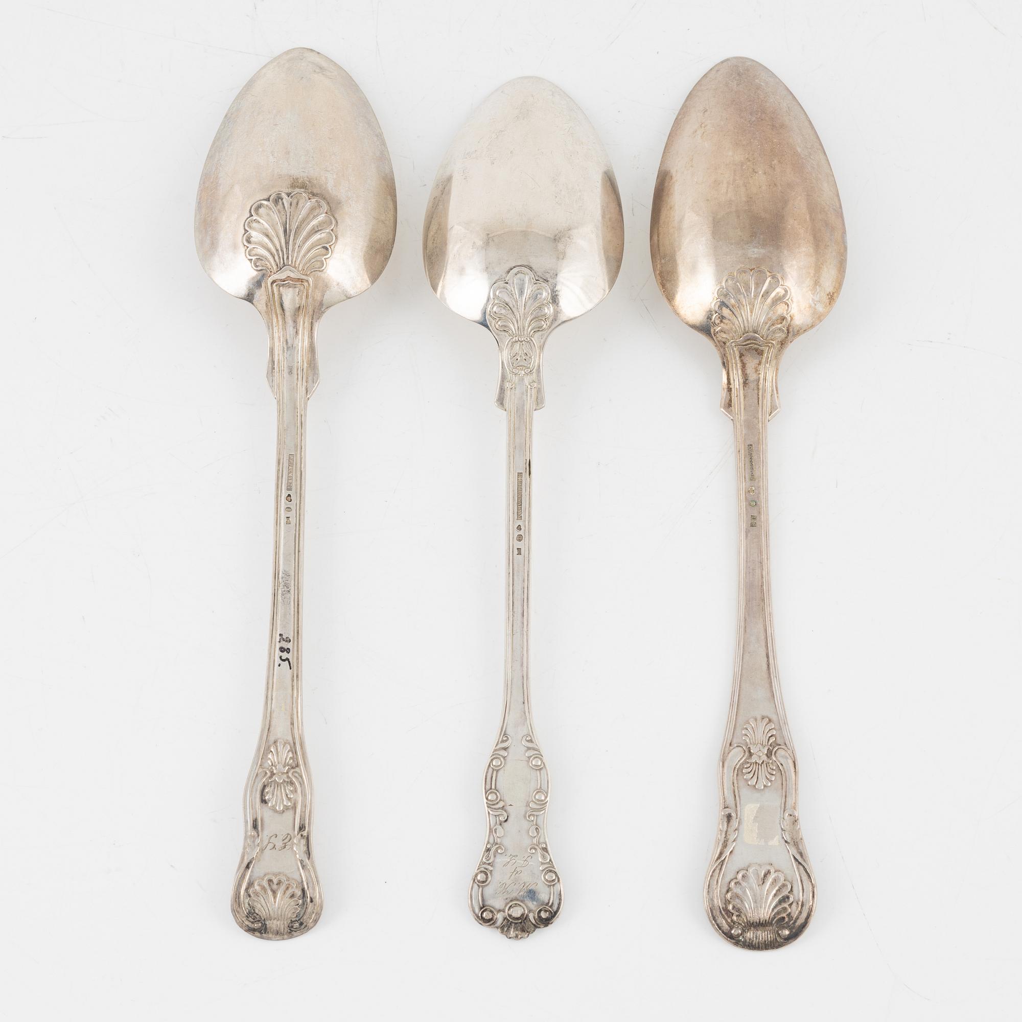 Raguskedar, 3 st, silver, Sverige 1800-tal.