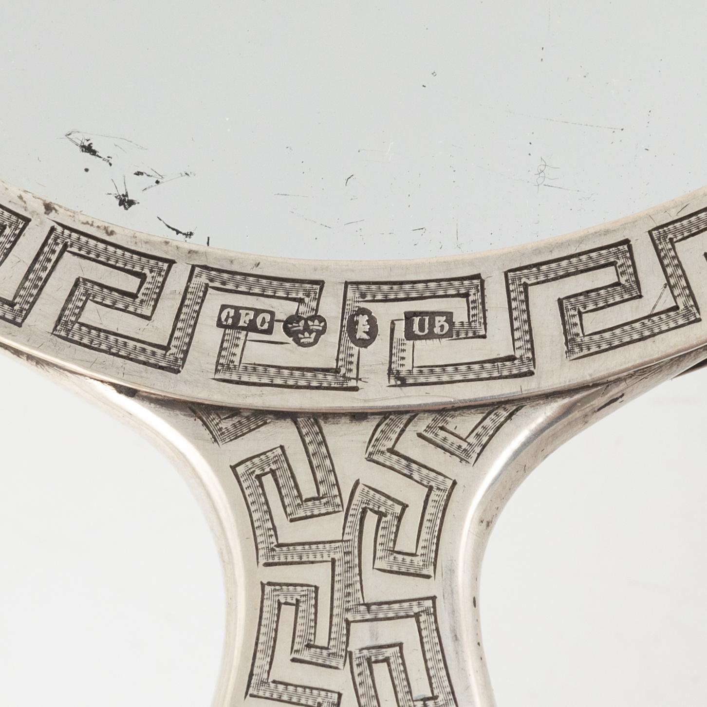 A Swedish Silver Hand Mirror, mark of Carl Fredrik Carlman, Stockholm 1874.