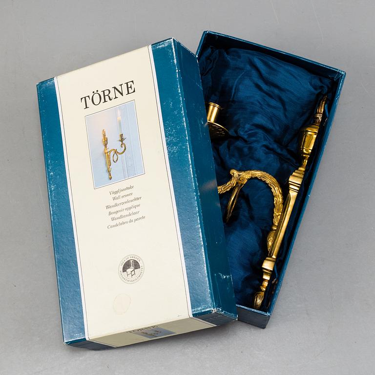 A pair of brass 'Törne' wall sconce, Ikeas 18th century Swedish Furniture series.