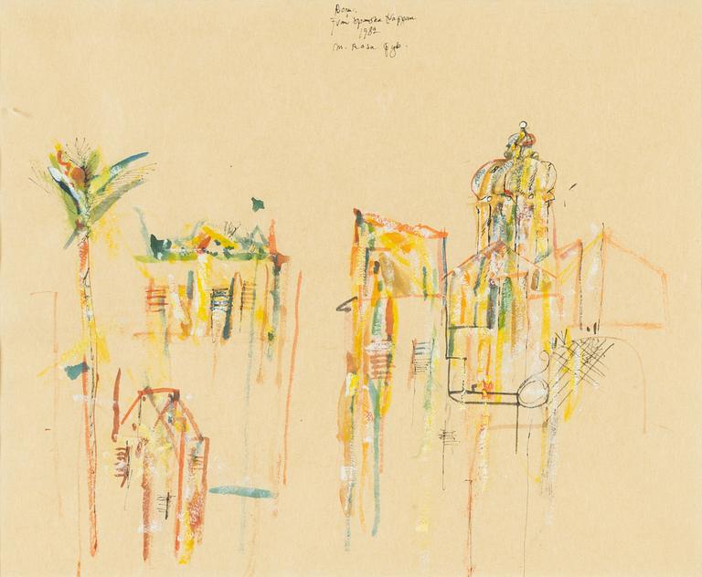 Madeleine Pyk, gouache, signed and dated Rom 1982.