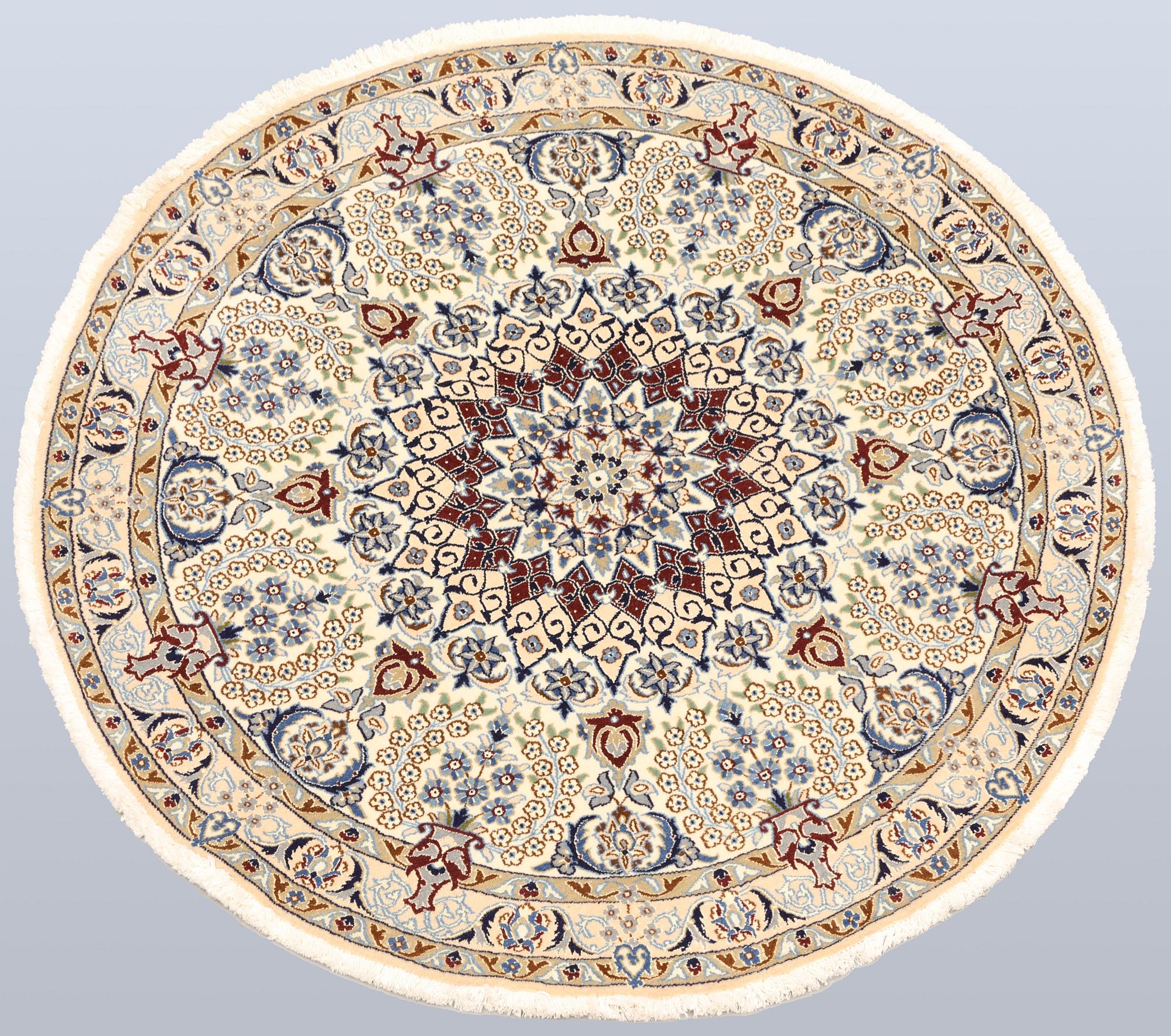 Matta, Nain, part silk, s.k. 9LAA, diameter 146 cm.