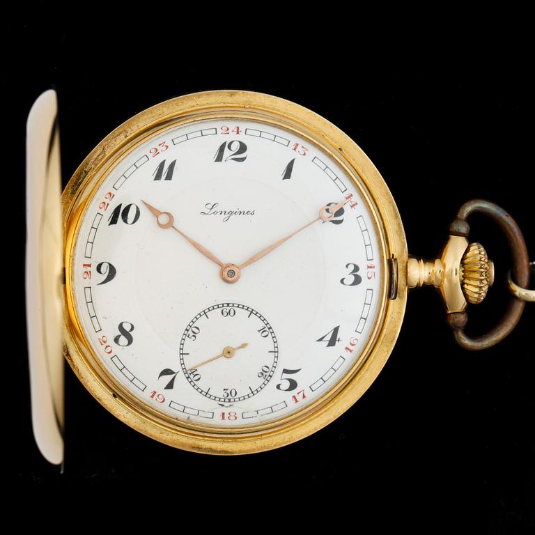 FICKUR, herr, savonett, Longines, 18k guld, 1900-talets mitt. Vikt ca 92,5g.