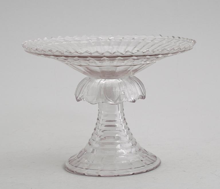 SKÅL PÅ FOT, 2 delar, glas, 1900-talets första hälft.