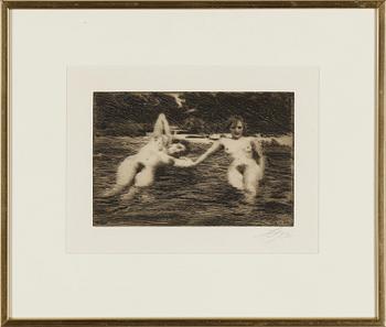 ANDERS ZORN, etsning, "Najader", signerad i blyerts, signerad och daterad 1918 i trycket.