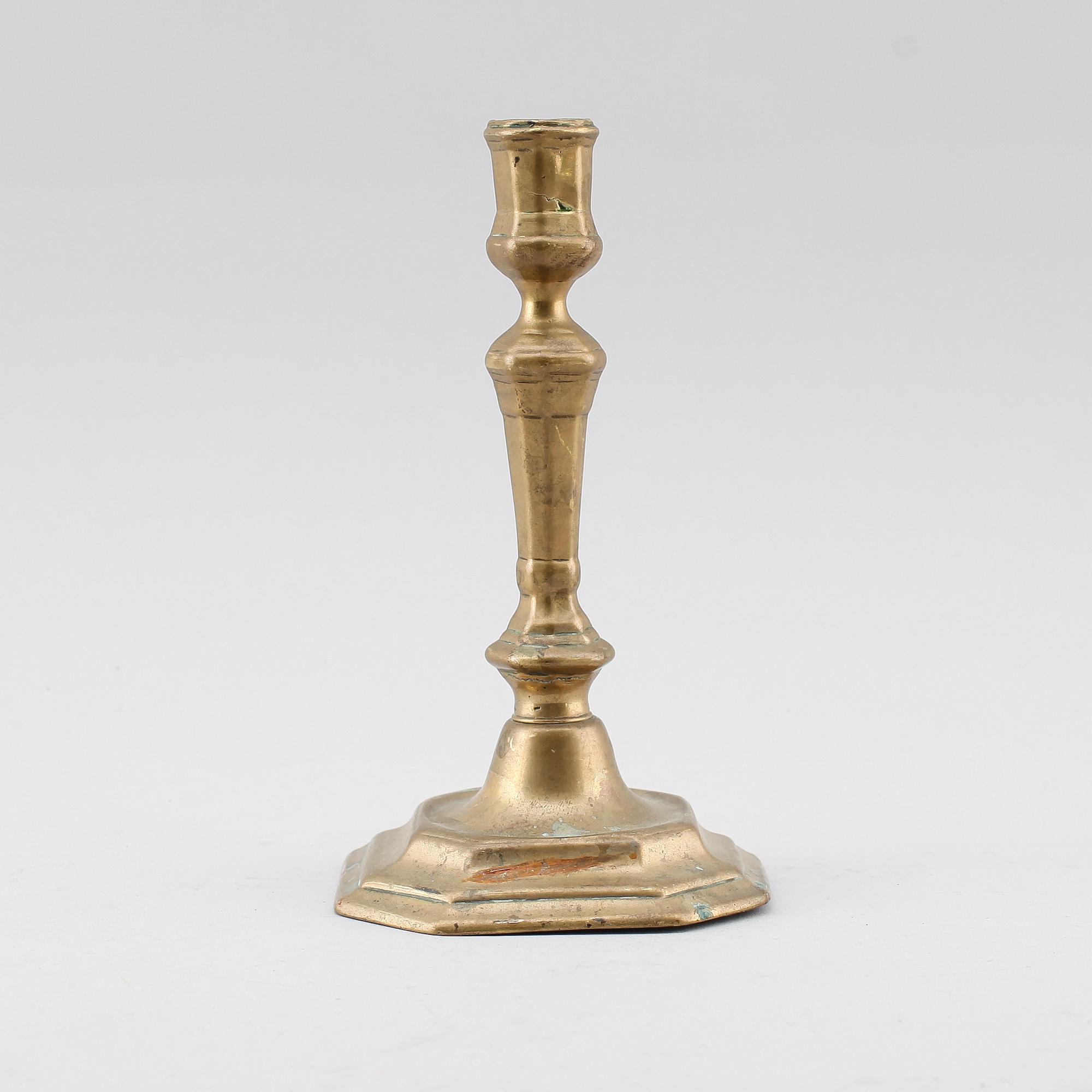 LJUSSTAKE, mässing, 1700-tal.