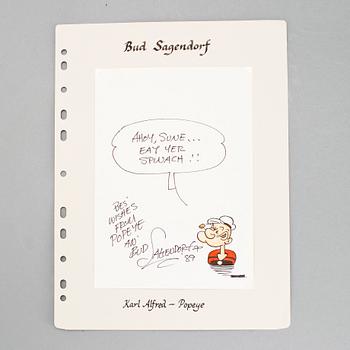 BUD SAGENDORF, tuschteckning med sign o dat -89.