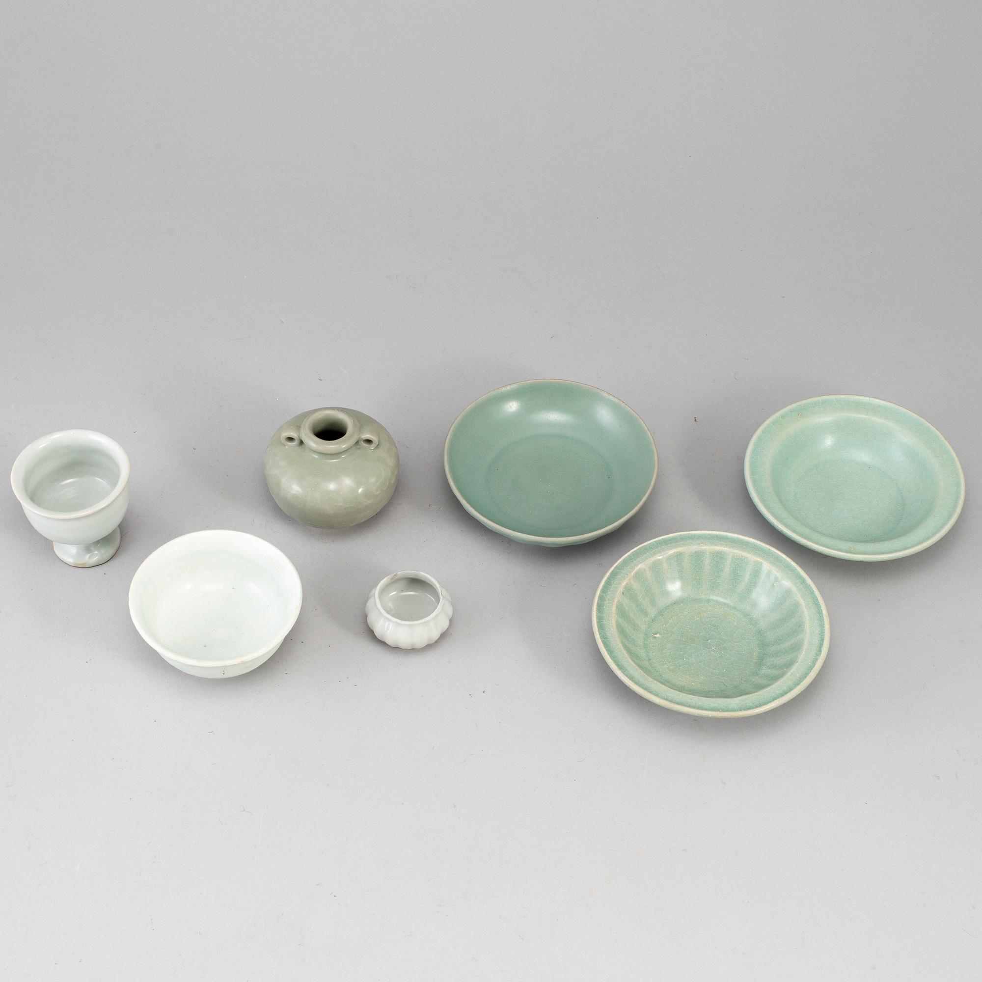 A group of Celadon ware, South East Asia, partly 17th Century. (7 pieces).