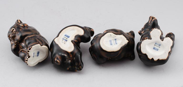 FIGURER, 4 st, stengods, Knud Kyhn, Royal Copenhagen.