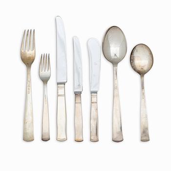 Jacob Ängman, A Swedish silver cutlery set,  "Rosenholm", GAB, including Stockholm 1962 (79 pieces).