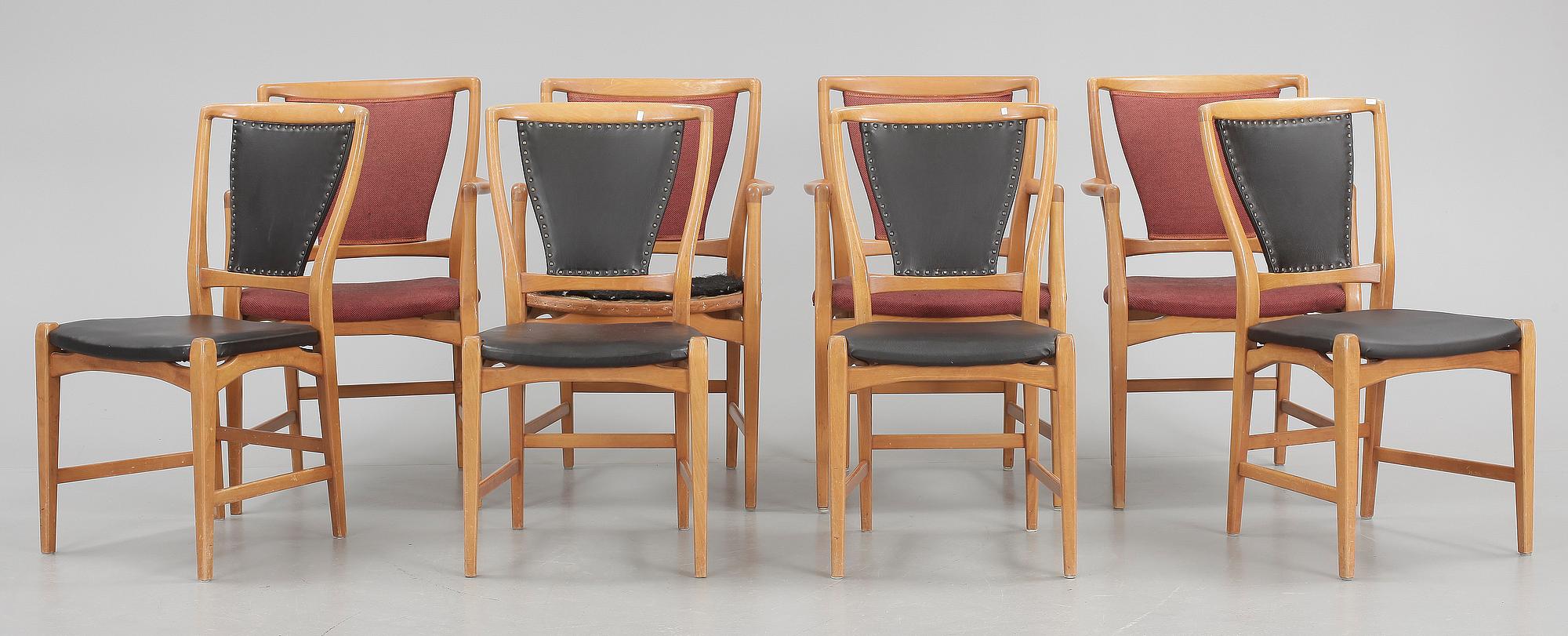 STOLAR samt KARMSTOLAR, 4 + 4, David Rosén, 1950/60-tal.