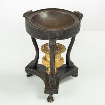 A French Empire ormolu and patinated brûle-parfume, early 19th century.
