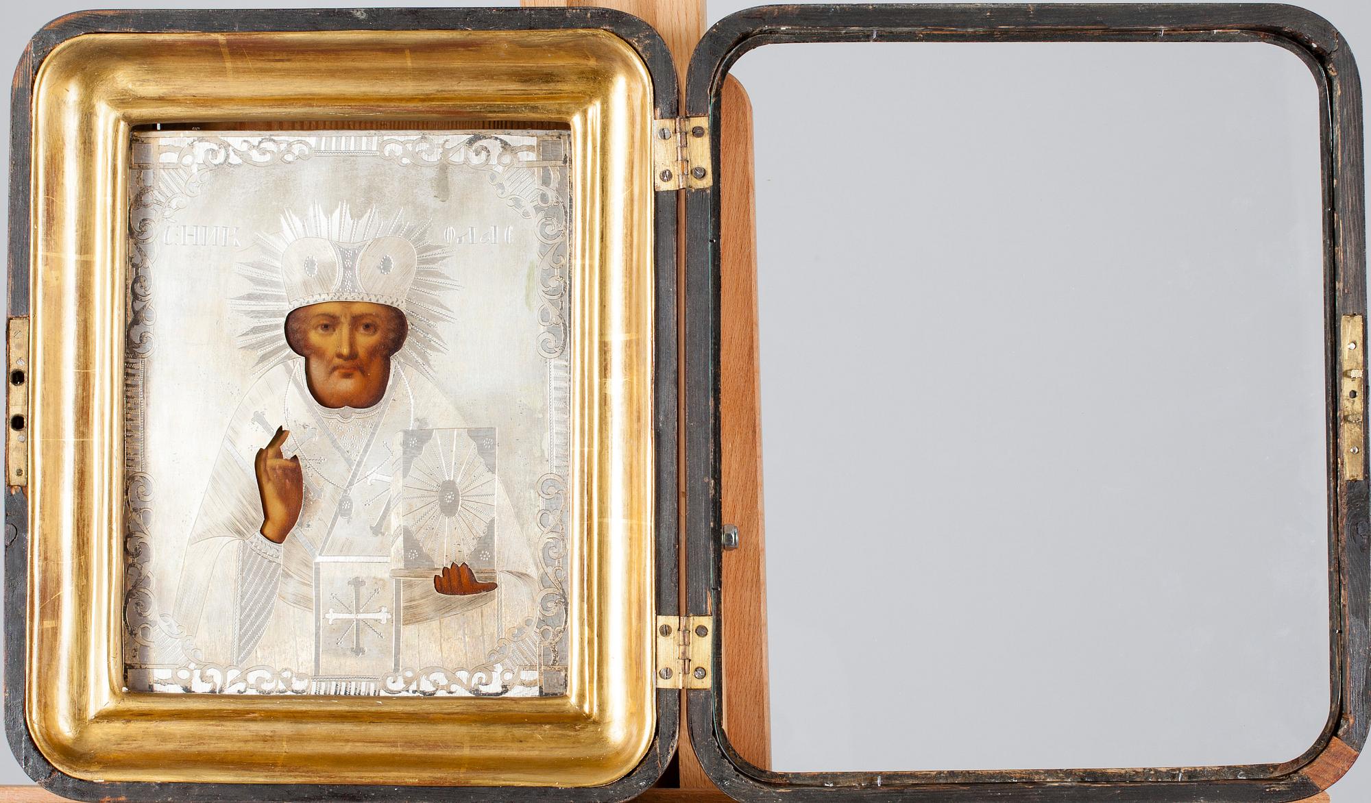 KIOTA, ikoni riisalla, tempera puulle sekä hopeaa, Moskova 1858.